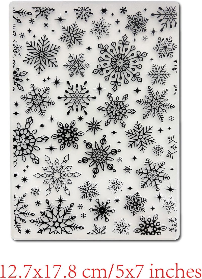 Arbuya Snowflakes Texture Plastic Embossing Folders for Card Making, Christmas Snowflake Embossing Folder DIY Craft Folders Template Stencils for Scrapbooking Photo Album Decoration 5“x7” - Image 2